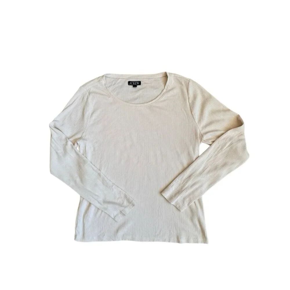 J. Crew Cream Ribbed Long Sleeve Top Unisex Tee SZ XL